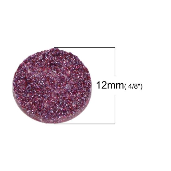 Image de Druzy Cabochon Dôme en Résine Rond Violet Brillant 12mm Dia, 20 Pcs