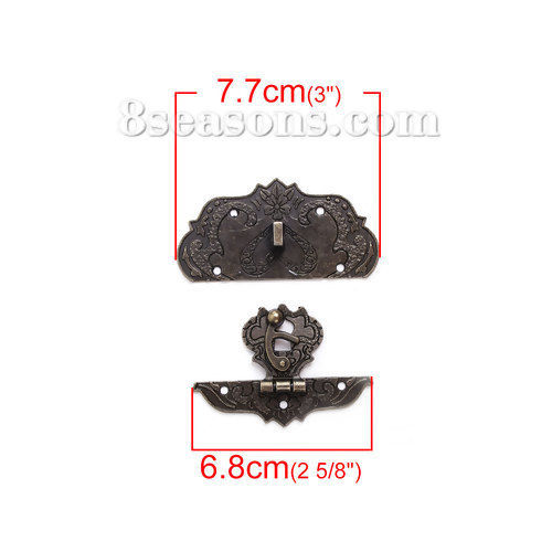 亜鉛合金 ケースロック 銅古美 7.7cm x3.8cm 6.8cm x4.8cm、 2 セット の画像