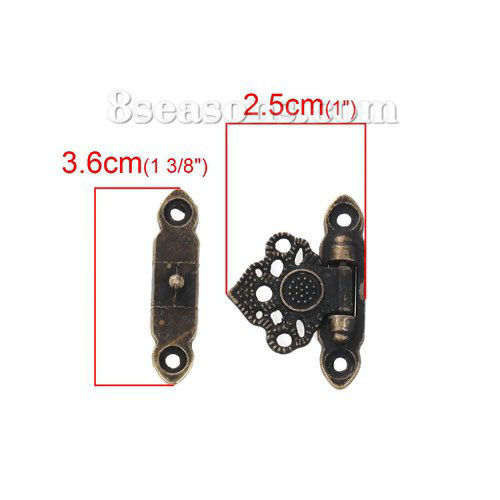 鉄 ケースロック 銅古美 3.6cm x2.5cm 3.6mm x0.9cm、 5 セット の画像