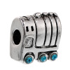 Picture of Zinc Based Alloy European Style Large Hole Charm Beads Train Antique Silver Color Blue Rhinestone About 17mm x15mm - 16mm x15mm, Hole: Approx 5mm, 3 PCs