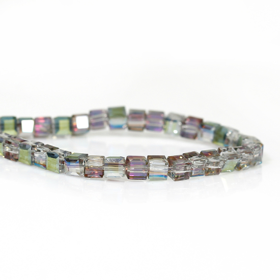 Image de Perles en Verre Carré Mauve Couleur AB à Facettes Violet & Transparent 3mm x 3mm, Tailles de Trous: 0.8mm, 31cm long, 1 Enfilade ( 100PCs/Enfilade )