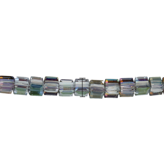 Image de Perles en Verre Carré Mauve Couleur AB à Facettes Violet & Transparent 3mm x 3mm, Tailles de Trous: 0.8mm, 31cm long, 1 Enfilade ( 100PCs/Enfilade )