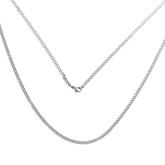Image de Colliers En Gros Argent Mat en 304 Acier Inoxydable, Chaîne Maille Cheval, Unisexe Minimaliste Cadeau Bijoux pour Détaillants 61.5cm long, 1 Pièce