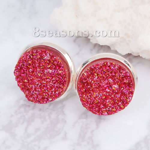 真鍮 ファション ドゥルージー イヤリング 円形 バラ色 イヤリング用カバー付き 16mm x 14mm、 1 ペア の画像