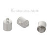 Picture of Brass Cord End Caps For Jewelry Necklace Bracelet Cylinder Silver Plated (Fits 7.5mm( 2/8") Cord) 12mm( 4/8") x 8mm( 3/8"), 20 PCs