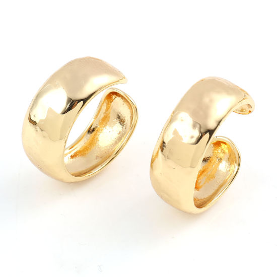 Image de Boucles d'Oreille pour Cartilage en Laiton Plaqué Or Véritable 18K Forme de C 22mm x 20mm, 1 Pièce
