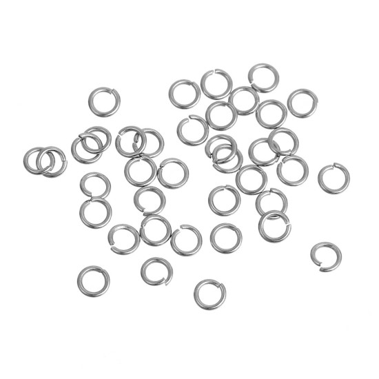 500 個 3mm 直径、 0.5mm（24号） 304ステンレス鋼 丸カン 丸カン シルバートーン 円形 の画像