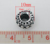 Picture of 20 PCs Zinc Based Alloy European Style Large Hole Charm Beads Antique Silver Color Round Carved Pattern 10mm x 8mm, Hole: Approx 6mm
