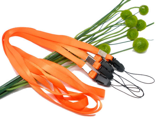 Image de Lanière Tour de Cou en Polyester & Plastique Orange 48cm, 10 Pièces