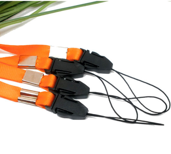 Image de Lanière Tour de Cou en Polyester & Plastique Orange 48cm, 10 Pièces