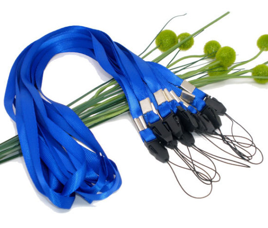 Image de Lanière Tour de Cou en Polyester & Plastique Bleu 48cm, 10 Pièces