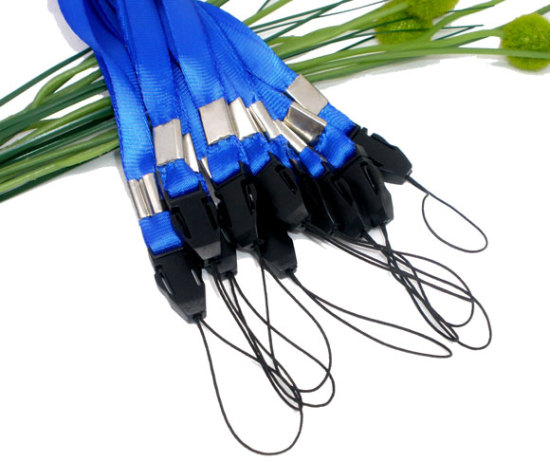 Image de Lanière Tour de Cou en Polyester & Plastique Bleu 48cm, 10 Pièces