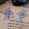 Picture of Zinc Based Alloy Easter Day Pendants Antique Silver Color Cross Celtic Knot (Can Hold ss10 Pointed Back Rhinestone) 3.9cm x 2.5cm, 5 PCs