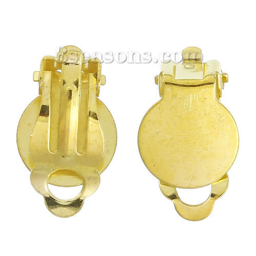 合金 イヤリングクリップ 円形 金メッキ 17mm x 10mm、 30 個 の画像