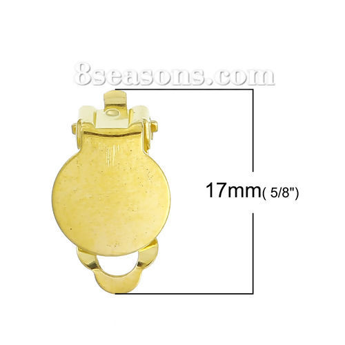 合金 イヤリングクリップ 円形 金メッキ 17mm x 10mm、 30 個 の画像
