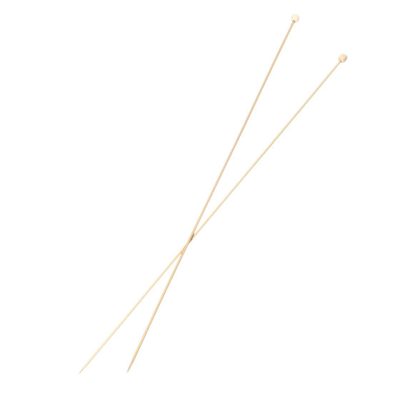 Image de (US0 2.0mm) Aiguilles à Tricoter Unique Point en Bambou Couleur Naturelle 34cm long, 1 Kit ( 2 Pcs/Kit)