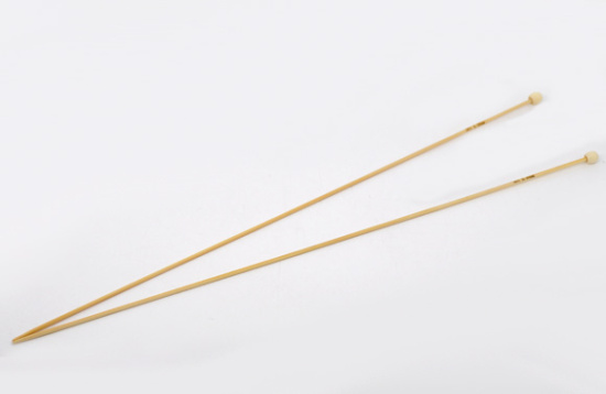 Image de (US1 2.25mm) Aiguilles à Tricoter Unique Point en Bambou Couleur Naturelle 34cm long, 1 Kit ( 2 Pcs/Kit)