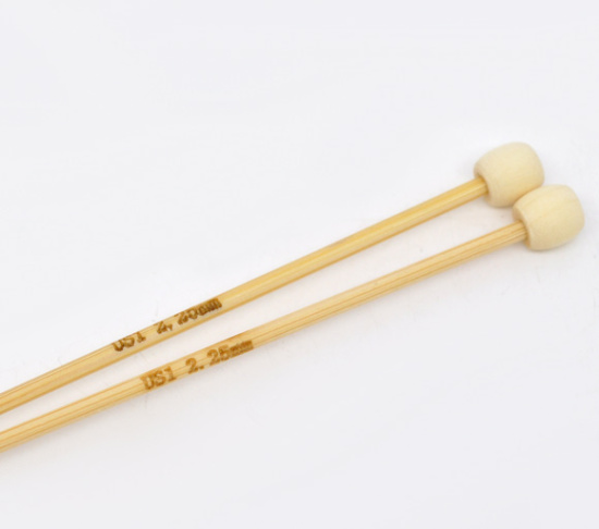 Image de (US1 2.25mm) Aiguilles à Tricoter Unique Point en Bambou Couleur Naturelle 34cm long, 1 Kit ( 2 Pcs/Kit)