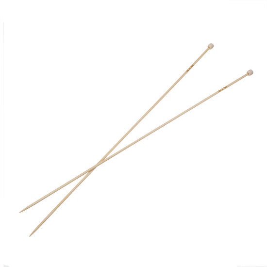 Image de (US2 2.75mm) Aiguilles à Tricoter Unique Point en Bambou Couleur Naturelle 34cm long, 1 Kit ( 2 Pcs/Kit)