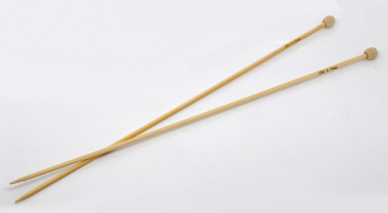 Image de (US5 3.75mm) Aiguilles à Tricoter Unique Point en Bambou Couleur Naturelle 34cm long, 1 Kit ( 2 Pcs/Kit)