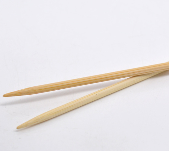 Image de (US5 3.75mm) Aiguilles à Tricoter Unique Point en Bambou Couleur Naturelle 34cm long, 1 Kit ( 2 Pcs/Kit)