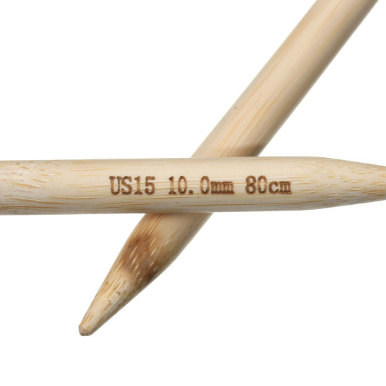 Image de (US15 10.0mm) Aiguilles Circulaire en Bambou Couleur Naturelle 80cm long, 1 Paire