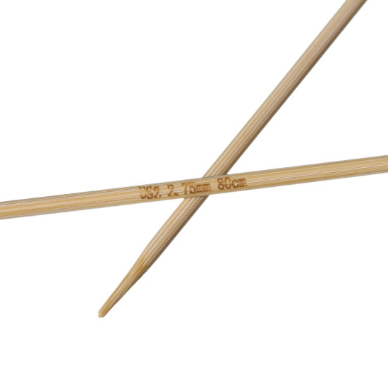 Image de (US2 2.75mm) Aiguilles Circulaire en Bambou Couleur Naturelle 80cm long, 1 Paire