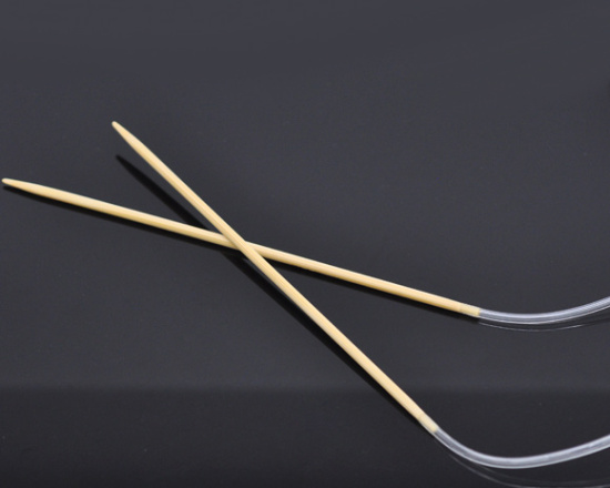 Image de (US2 2.75mm) Aiguilles Circulaire en Bambou Couleur Naturelle 80cm long, 1 Paire