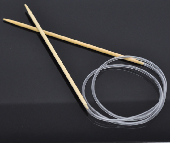 Image de (US3 3.25mm) Aiguilles Circulaire en Bambou Couleur Naturelle 80cm long, 1 Paire