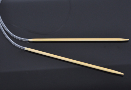 Image de (US5 3.75mm) Aiguilles Circulaire en Bambou Couleur Naturelle 80cm long, 1 Paire