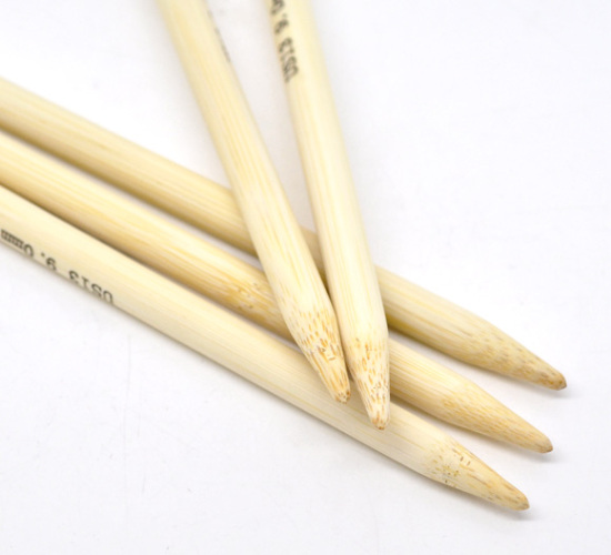 Image de (US13 9.0mm) Aiguilles à Tricoter Double Point en Bambou Couleur Naturelle 20cm Long, 1 Kit ( 5 Pcs/Kit)