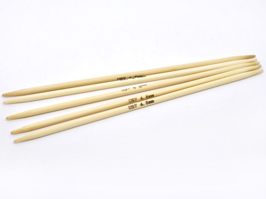 Image de (US7 4.5mm) Aiguilles à Tricoter Double Point en Bambou Couleur Naturelle 20cm Long, 1 Kit ( 5 Pcs/Kit)