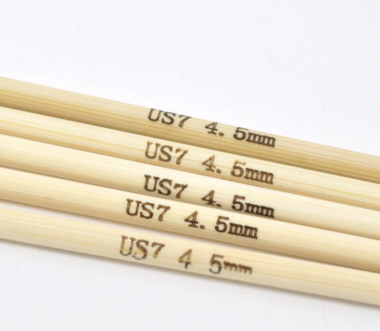 Image de (US7 4.5mm) Aiguilles à Tricoter Double Point en Bambou Couleur Naturelle 20cm Long, 1 Kit ( 5 Pcs/Kit)