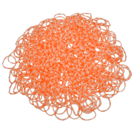 Kit Bracelet Elastique en Caoutchouc Orange & Blanc avec Crochet et Fermoir "S", 1 Paquet(Env. 600 Pcs/Paquet)