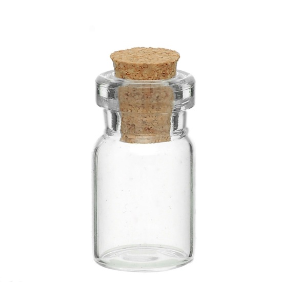 Image de Bouteille en Verre avec Bouchon Transparent 24mm x10mm, 10 PCs