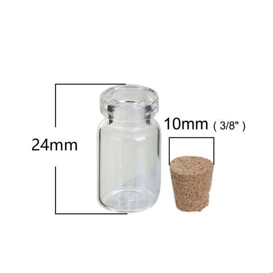 Image de Bouteille en Verre avec Bouchon Transparent 24mm x10mm, 10 PCs