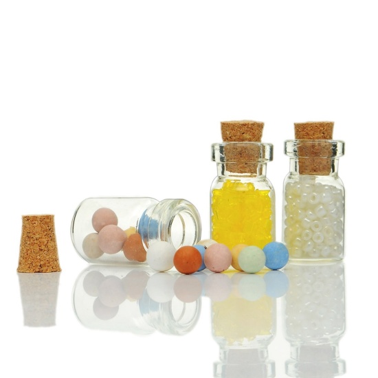 Image de Bouteille en Verre avec Bouchon Transparent 24mm x10mm, 10 PCs