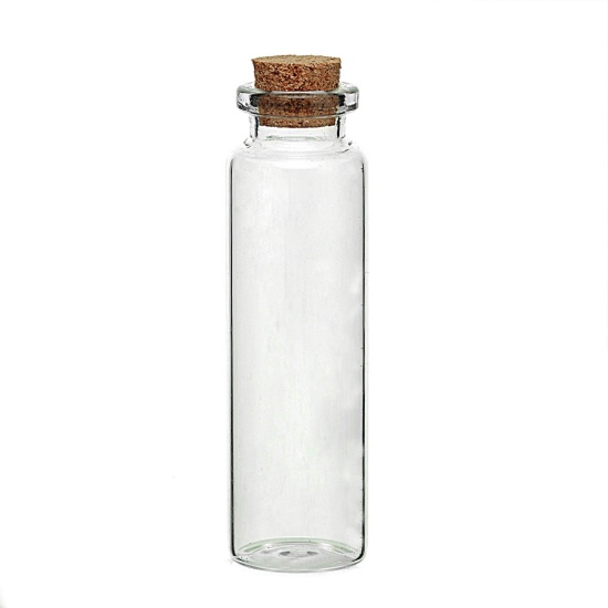 Image de Bouteille en Verre avec Bouchon Transparent (Capacité: 19.2ml) 7.9cm x 2.2cm, 5 PCs