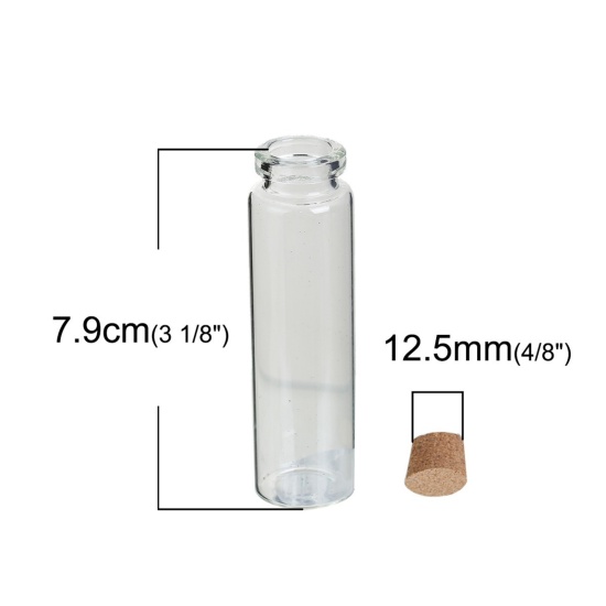 Image de Bouteille en Verre avec Bouchon Transparent (Capacité: 19.2ml) 7.9cm x 2.2cm, 5 PCs
