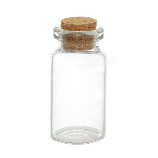 Image de Bouteille en Verre avec Bouchon Transparent (Capacité: 8ml) 40mm x 22mm, 5 PCs