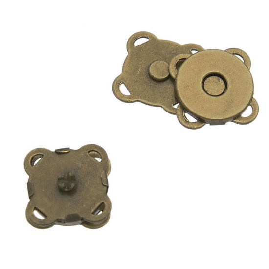 磁石 マグネットクラスプ フラワー 銅古美 11mm x 11mm、 100 個 の画像
