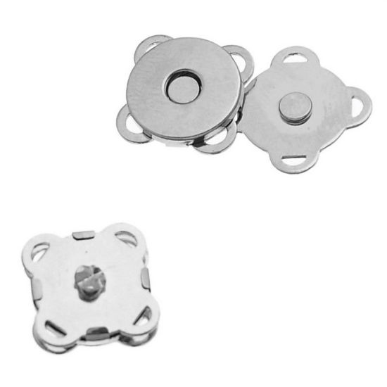 Image de Fermoirs Aimants en Aimant Fleur Argent Mat 11mm x 11mm, 100 Pcs