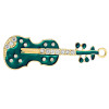 Picture of Zinc Metal Alloy Pendants Violin Gold Plated Clear Rhinestone Green Enamel 6.6cm x 2.15cm(2 5/8" x 7/8"), 5 PCs