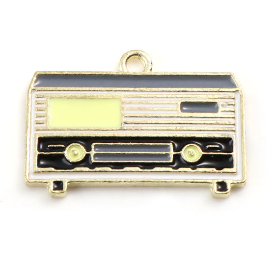 Immagine di Lega di Zinco Charms Grammofono Oro Placcato Multicolore Smalto 25mm x 17mm , 5 Pz