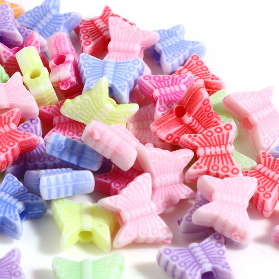 Image de Perles en Plastique Insecte Papillon Couleur au Hasard 9mm x 7mm, Trou: env. 1.7mm, 1000 Pcs