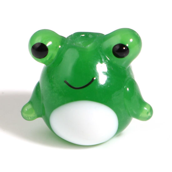Immagine di Lampwork Vetro Perline Rana Verde Circa 16mm x 15mm - 15mm x 14mm, Foro: Circa 2.5mm, 1 Pz