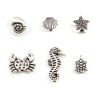 Picture of Zinc Based Alloy Ocean Jewelry Spacer Beads Antique Silver Color 3D About 20mm x 10mm - 9mm x 8mm, Hole: Approx 2.2mm-1mm, 1 Set