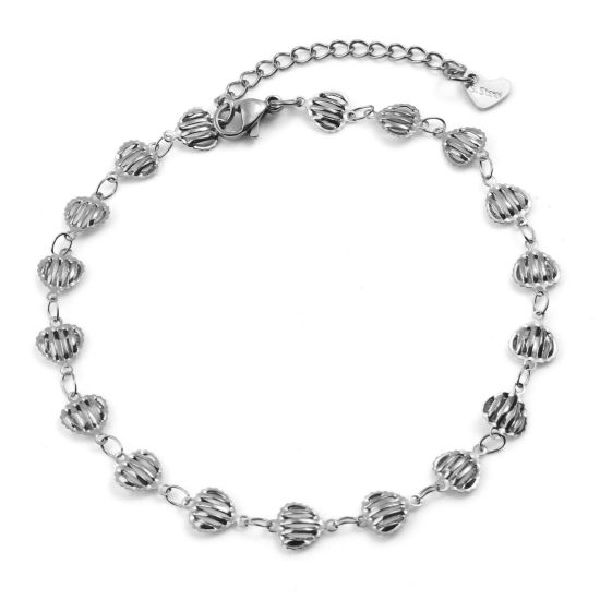Image de Chaînes de Cheville La Saint Valentin en 304 Acier Inoxydable Argent Mat Cœur 23cm long, 1 Pièce