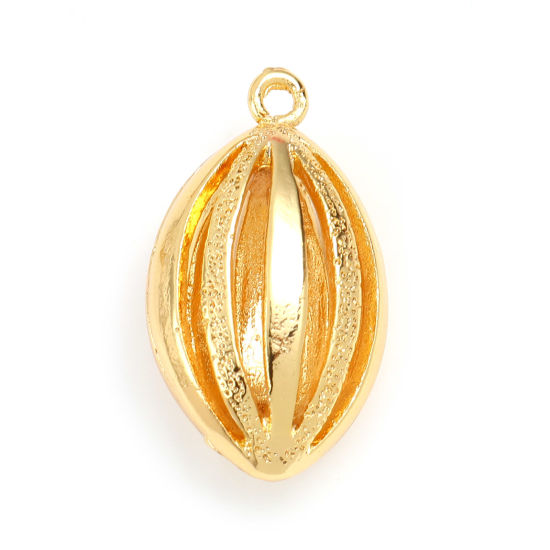 Immagine di Ottone Charms Olive 18K Vero Oro Placcato Filigrana 22.5mm x 13mm, 2 Pz