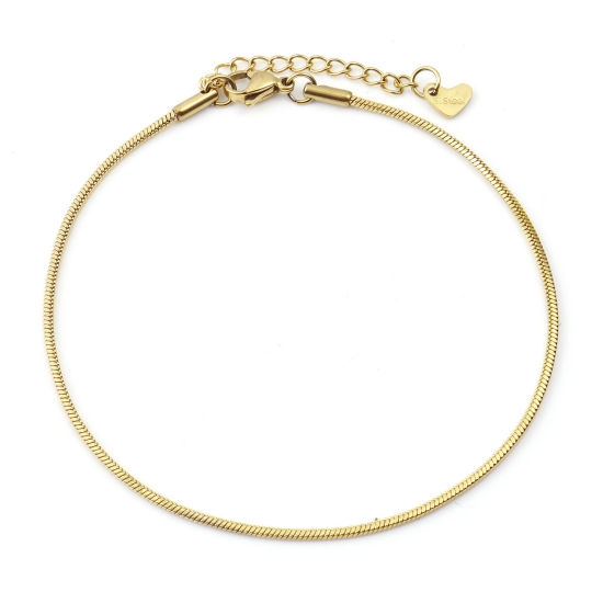 Image de 1 Pièce Chaînes de Cheville Élégant en 304 Acier Inoxydable Placage sous Vide Chaîne Maille Serpent Doré Carré 23.5cm long